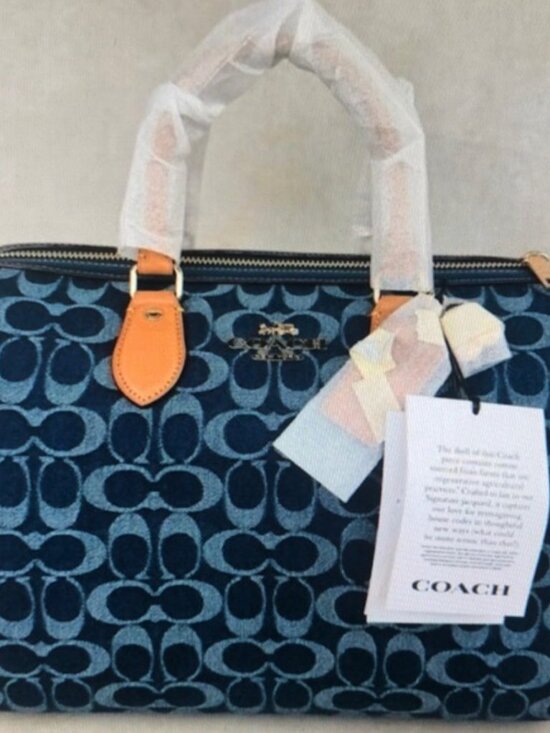 Coach Rowan Satchel Bag In Signature Denim Canvas NWT CY699 - Picture 4 of 6